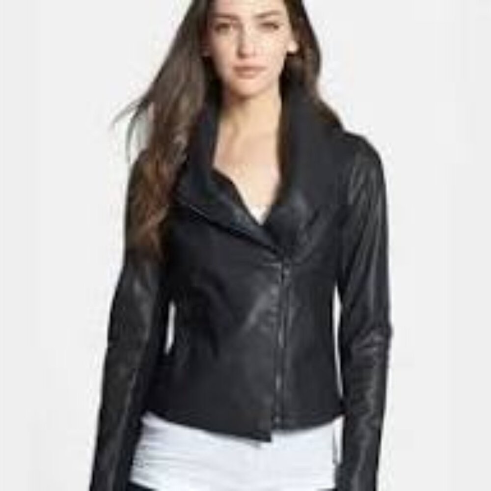 Vince black lamb shawl leather jacket sz M